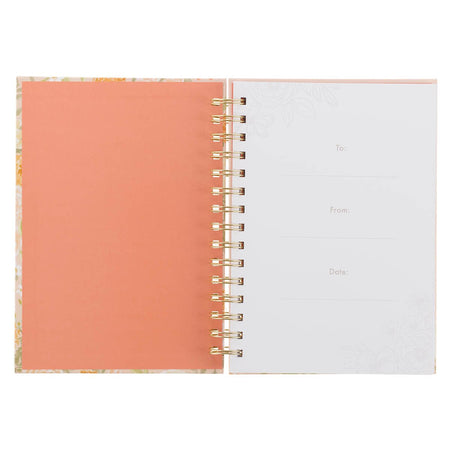 Consider the Wildflowers Peach Floral Spiral Journal - Luke 12:27 by Christian Art Gifts, product view 3