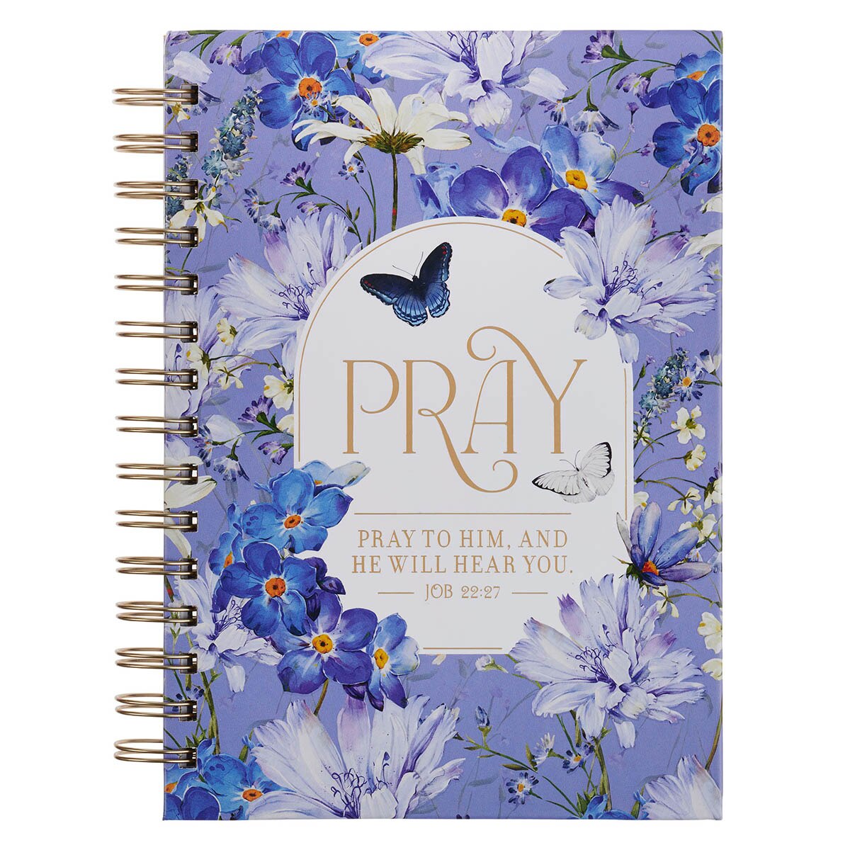 Pray Blue Blooms Spiral Journal - Job 22:27 by Christian Art Gifts