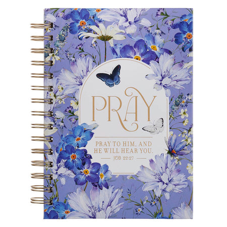Pray Blue Blooms Spiral Journal - Job 22:27 by Christian Art Gifts