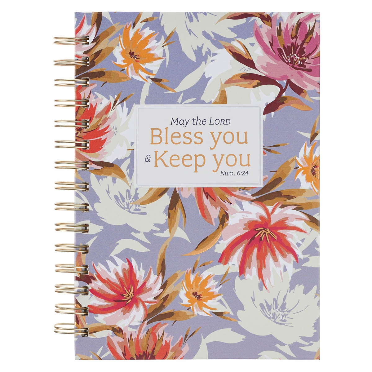 Bless You and Keep You Blue Floral Spiral Journal - Numbers 6:24 by Christian Art Gifts