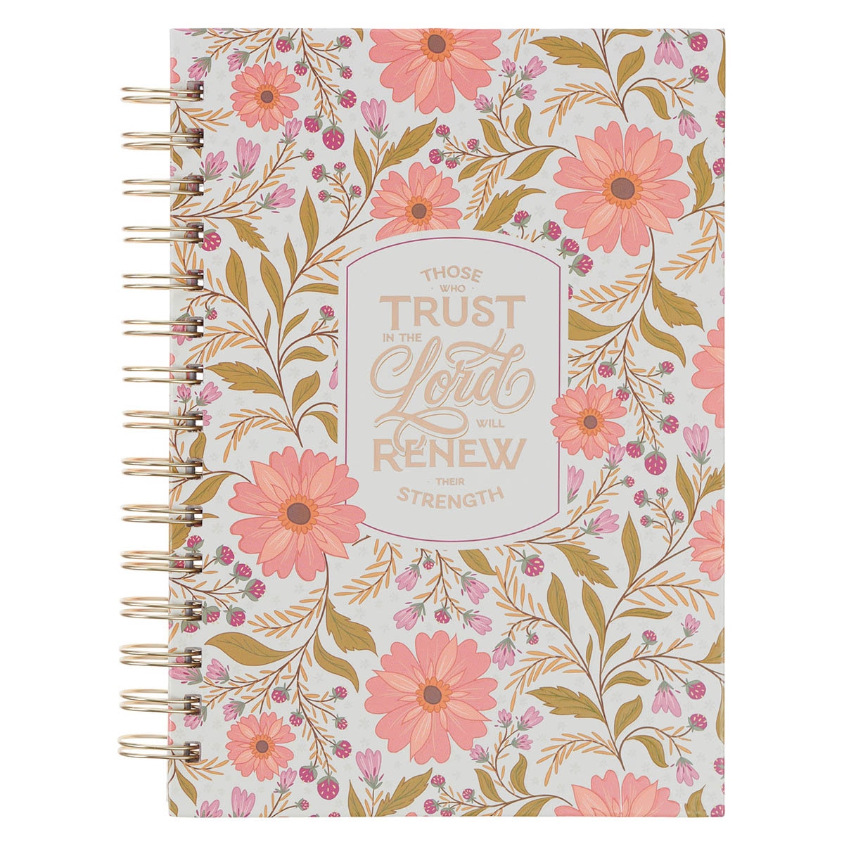 Trust Coral Floral Spiral Journal - Isaiah 40:31 by Christian Art Gifts