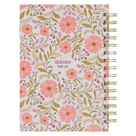 Trust Coral Floral Spiral Journal - Isaiah 40:31 by Christian Art Gifts, product view 2