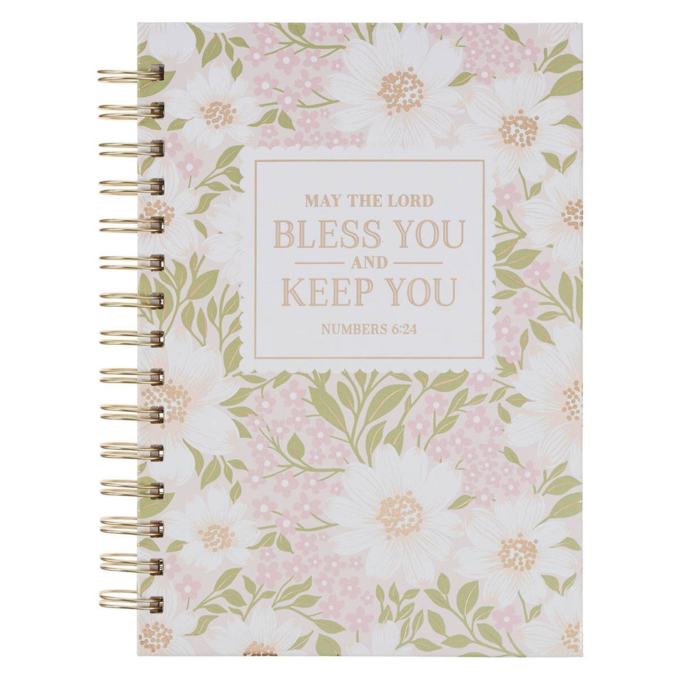 Bless and Keep You Blush Bloom Spiral Journal - Numbers 6:24 by Christian Art Gifts