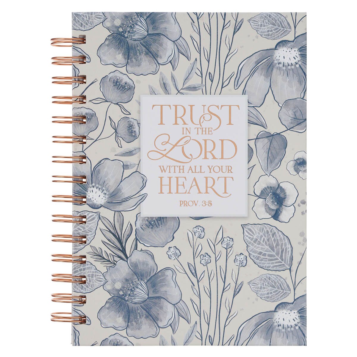 Trust in the Lord Blue Botanical Spiral Journal - Proverbs 3:5 by Christian Art Gifts