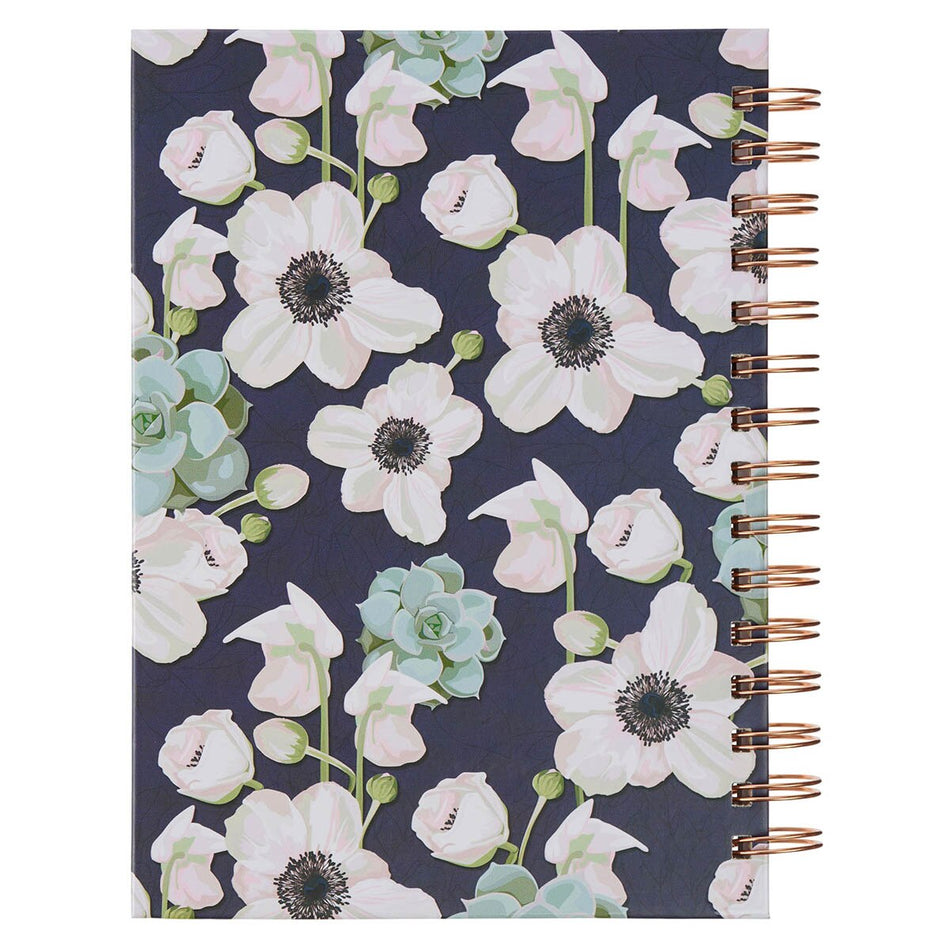 Ask, Seek, Knock Navy Floral Spiral Journal - Matthew 7:7 by Christian Art Gifts, product view 2