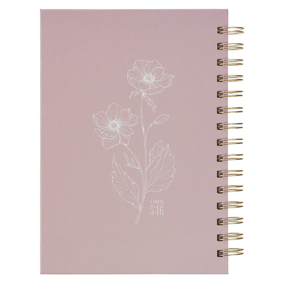 Always Be Joyful Pink Floral Spiral Journal - 1 Thessalonians 5:16 by Christian Art Gifts, product view 2