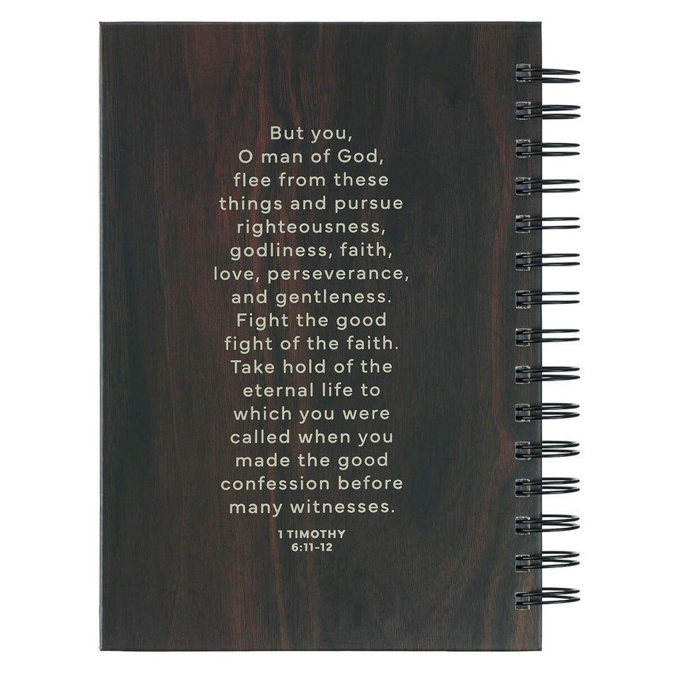 Man of God Brown Trailhead Large Spiral Journal - 1 Timothy 6:11 by Christian Art Gifts, product view 2