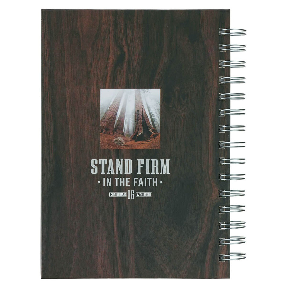 Stand Firm in the Faith Redwood Spiral Journal - 1 Corinthians 16:13 by Christian Art Gifts, product view 2