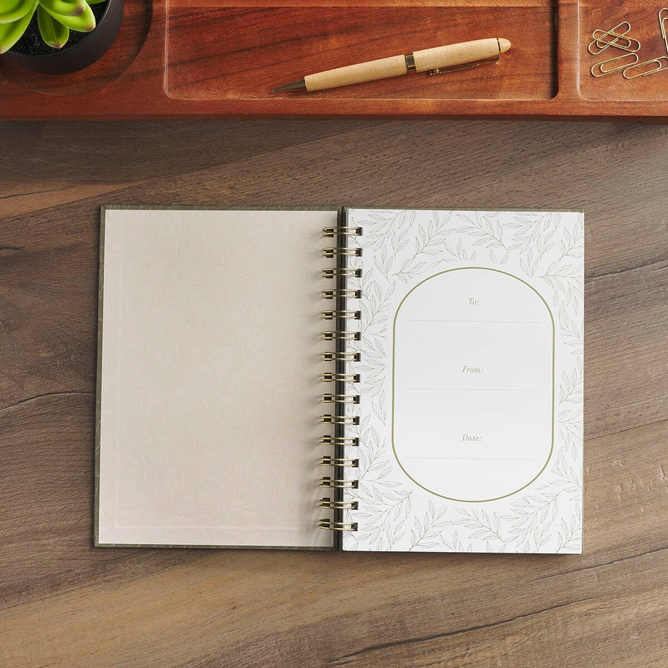 I Am With You Always Green Botanical Leaf Spiral Journal - Matthew 28:20 by Christian Art Gifts, product view 2