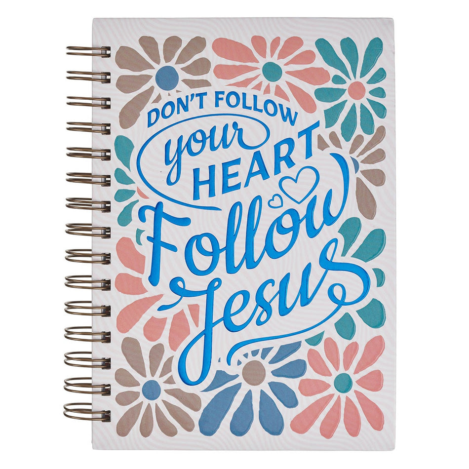 Follow Jesus Peach Floral Mosaic Spiral Journal by Christian Art Gifts