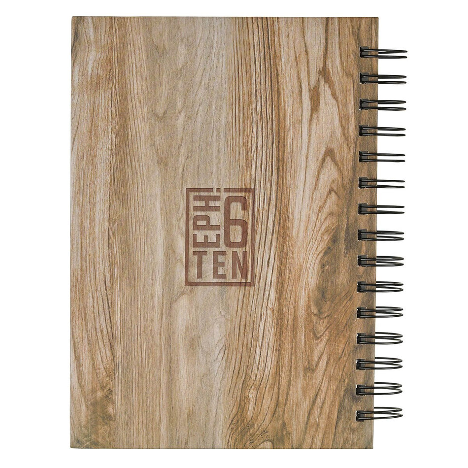 Be Strong Brown Forest Wood Spiral Journal - Ephesians 6:10 by Christian Art Gifts, product view 2