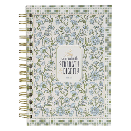Strength Dignity Blue Cottage Spiral Journal Prov 31:25 by Christian Art Gifts