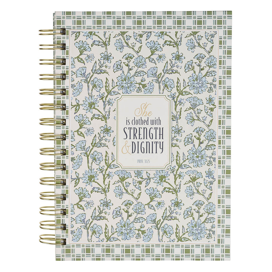 Strength Dignity Blue Cottage Spiral Journal Prov 31:25 by Christian Art Gifts
