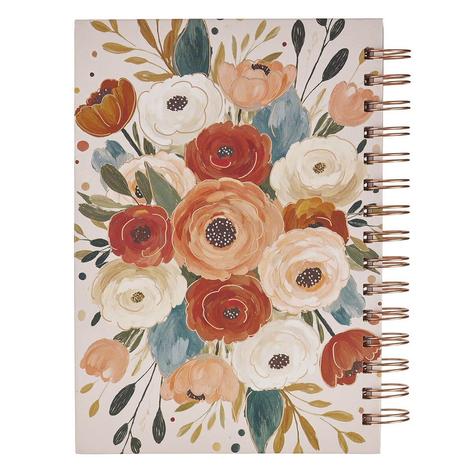 Joyful Patient Faithful Heirloom Floral Spiral Journal - Romans 12:12 by Christian Art Gifts, product view 2