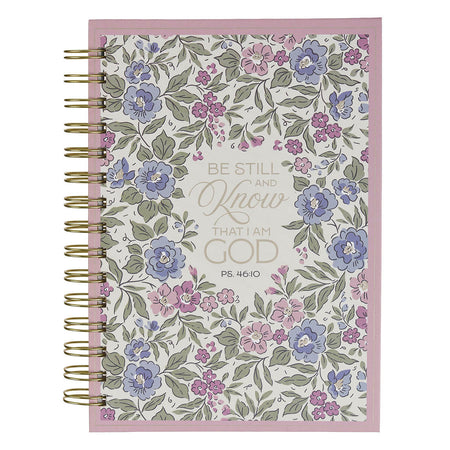 Be Still and Know Purple Floral Spiral Journal - Psalm 46:10 by Christian Art Gifts