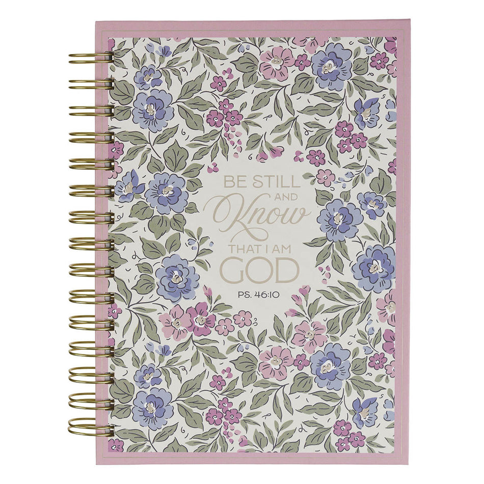 Be Still and Know Purple Floral Spiral Journal - Psalm 46:10 by Christian Art Gifts