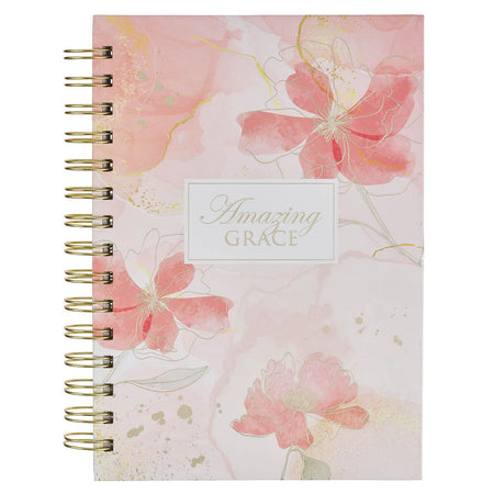 Amazing Grace Pink Floral Spiral Journal by Christian Art Gifts