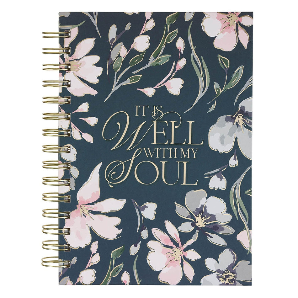Well With My Soul Navy Floral Spiral Journal by Christian Art Gifts