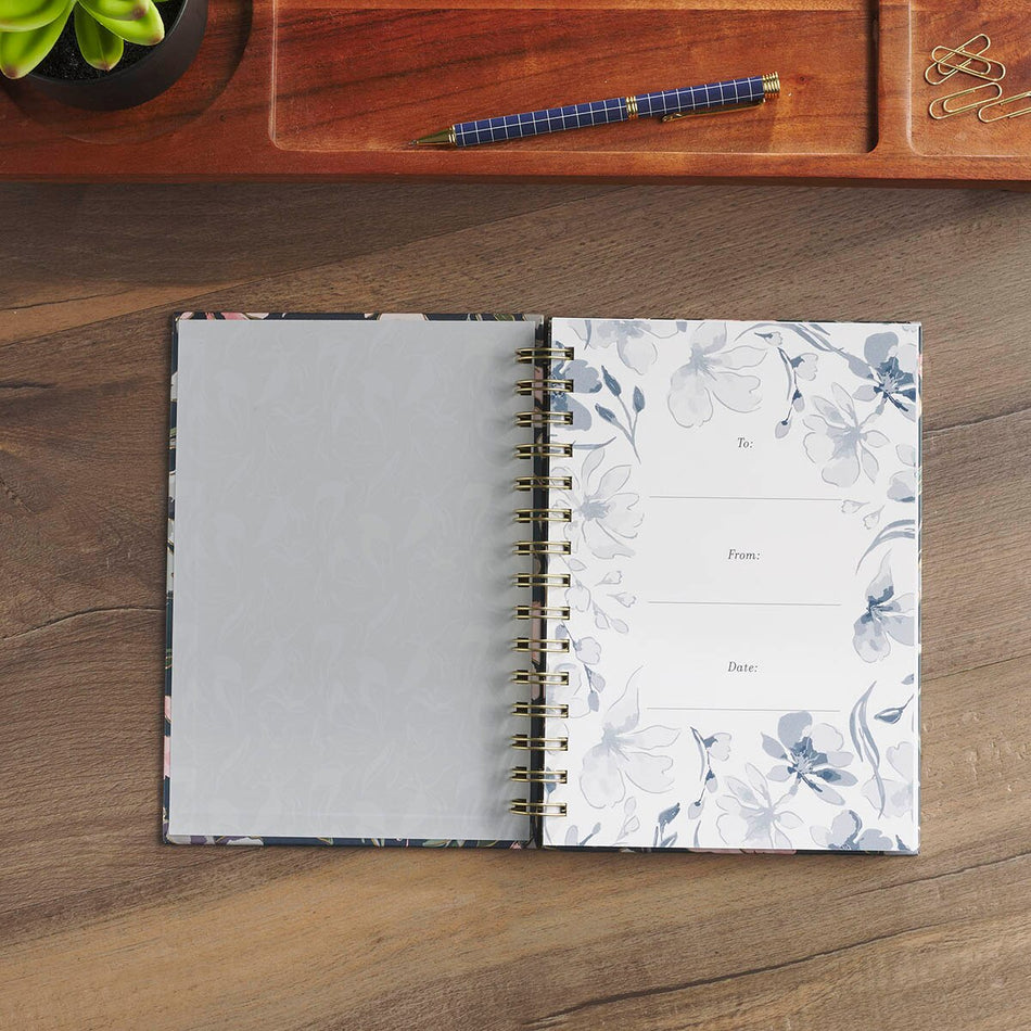 Well With My Soul Navy Floral Spiral Journal by Christian Art Gifts, product view 2