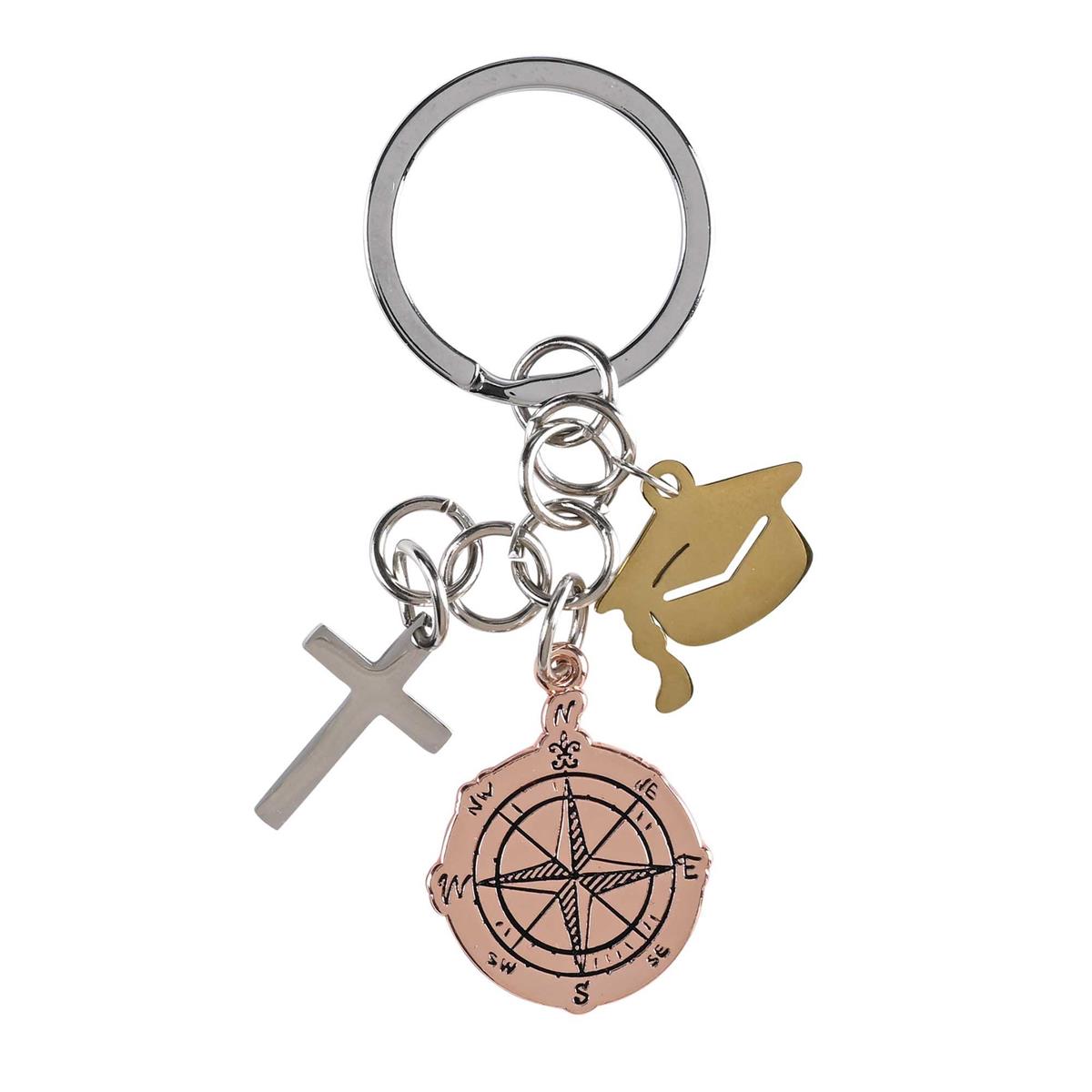 Keyring Grad Cap Compass Cross by Dicksons, product view 2