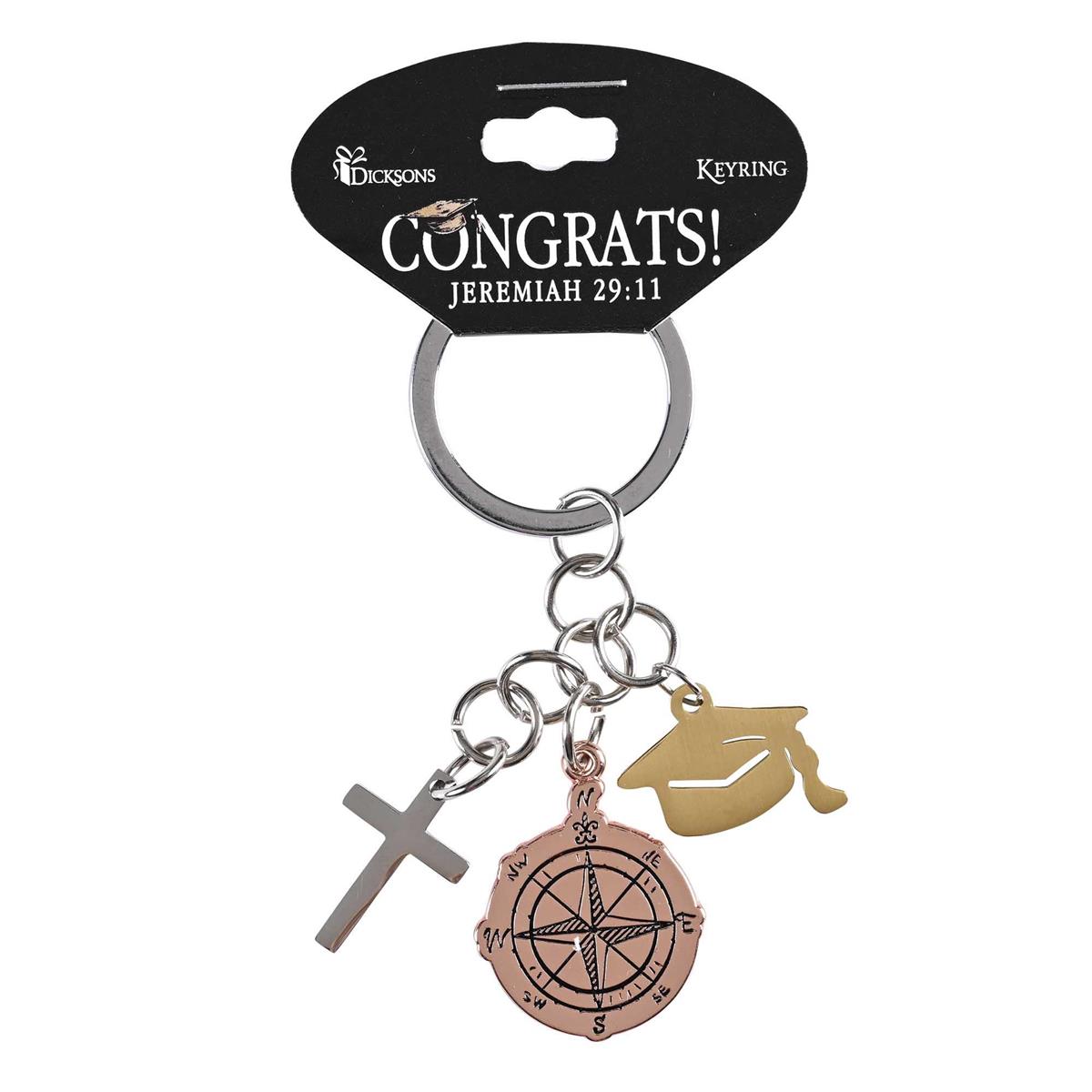 Keyring Grad Cap Compass Cross by Dicksons, product view 3