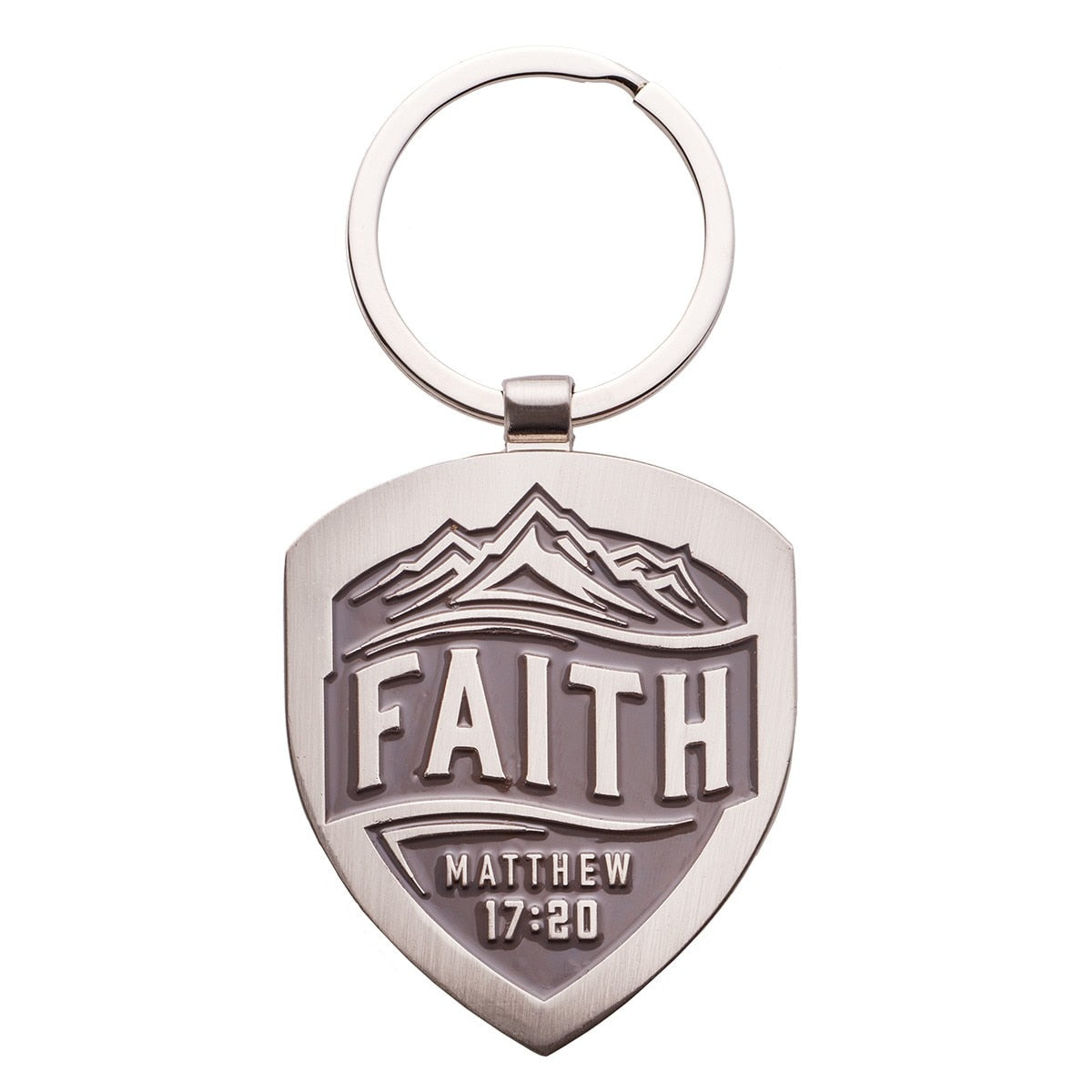 Faith Mountain Vista Metal Key Ring - Matthew 17:20 by Christian Art Gifts