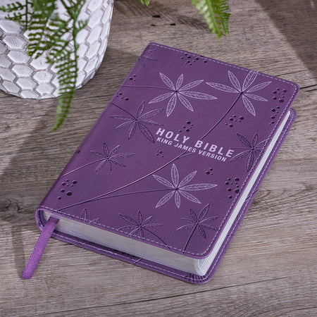 Purple Faux Leather Compact King James Version Bible by Christian Art Gifts, product view 5