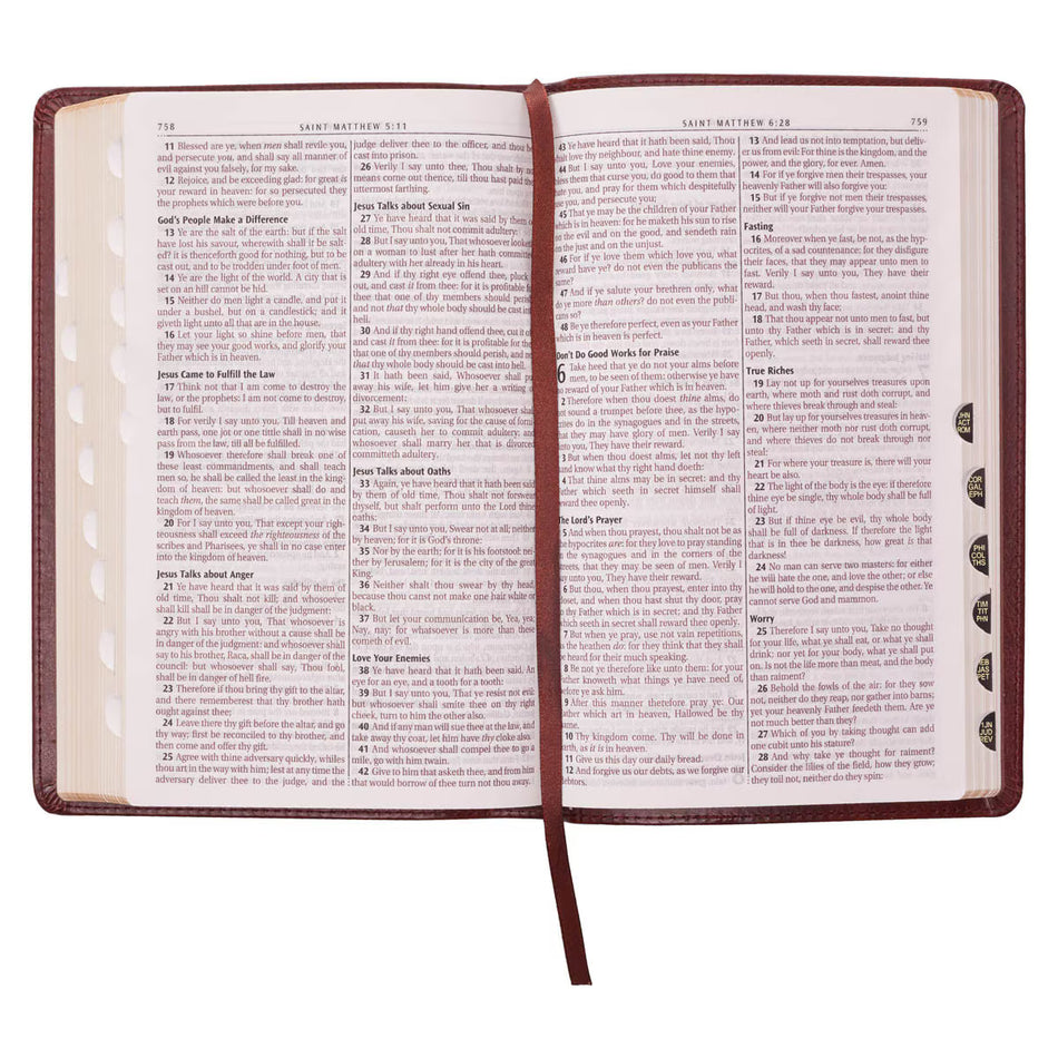 Saddle Tan Faux Leather Deluxe King James Version Gift Bible with Thumb Index
