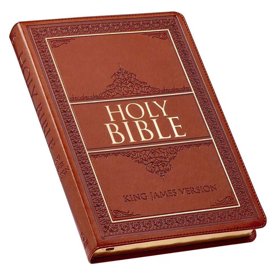 Saddle Tan Faux Leather Large Print Thinline King James Version Bible with Thumb Index