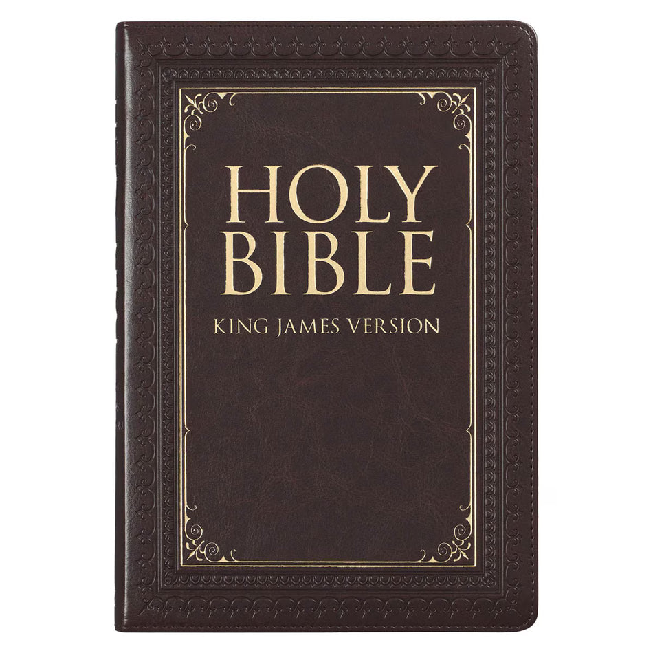 Dark Brown Faux Leather Large Print Thinline King James Version Bible with Thumb Index