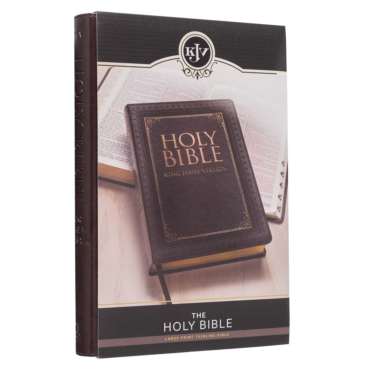 Dark Brown Faux Leather Large Print Thinline King James Version Bible with Thumb Index by Christian Art Gifts, product view 9