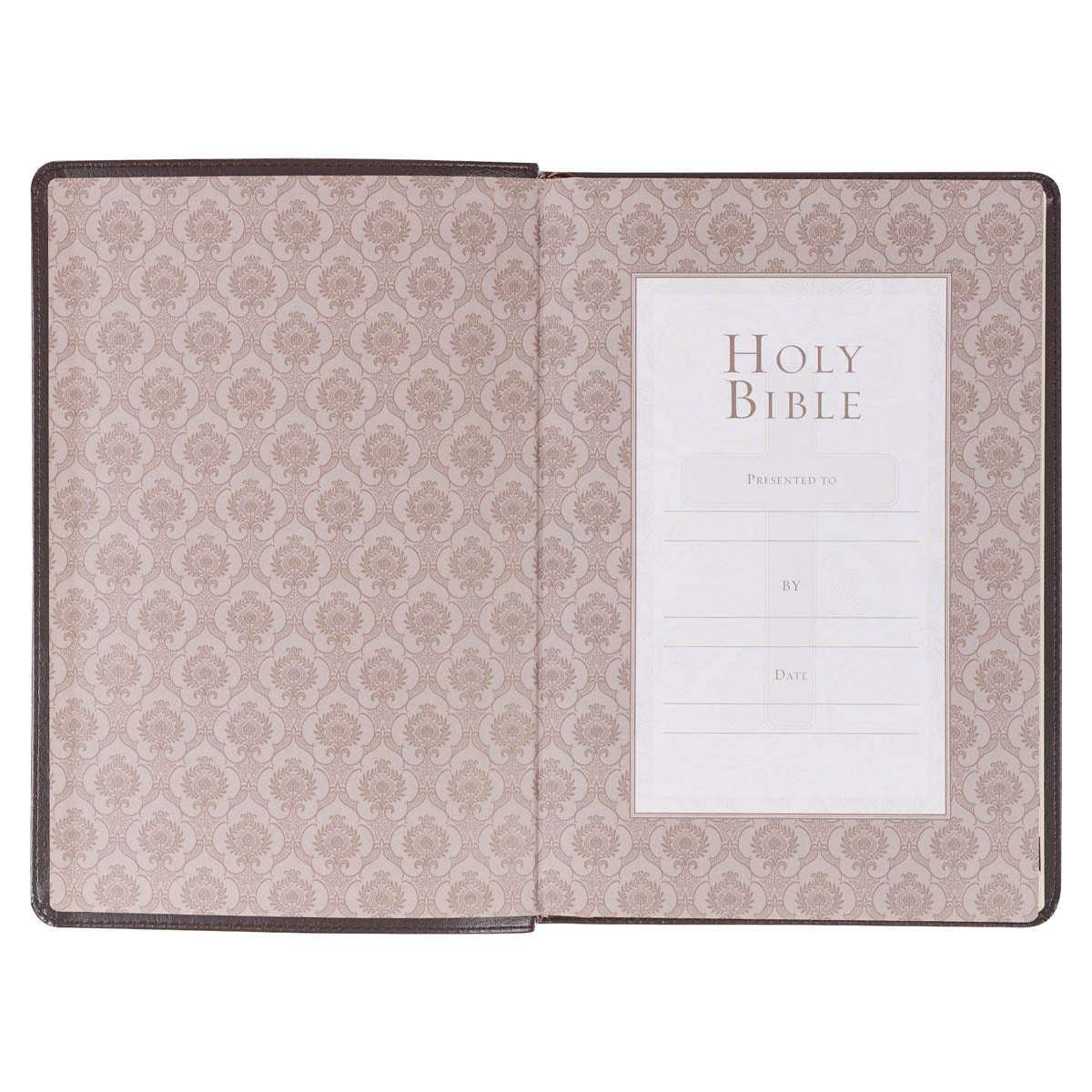 Dark Brown Faux Leather Large Print Thinline King James Version Bible with Thumb Index by Christian Art Gifts, product view 4