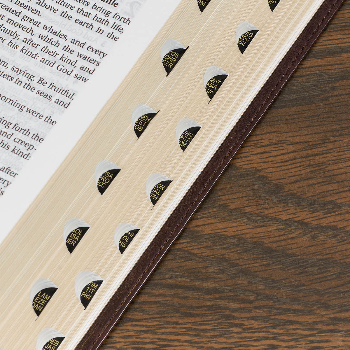Dark Brown Faux Leather Large Print Thinline King James Version Bible with Thumb Index by Christian Art Gifts, product view 5