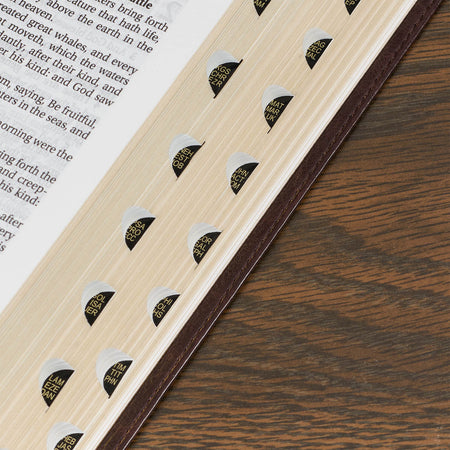 Dark Brown Faux Leather Large Print Thinline King James Version Bible with Thumb Index by Christian Art Gifts, product view 5