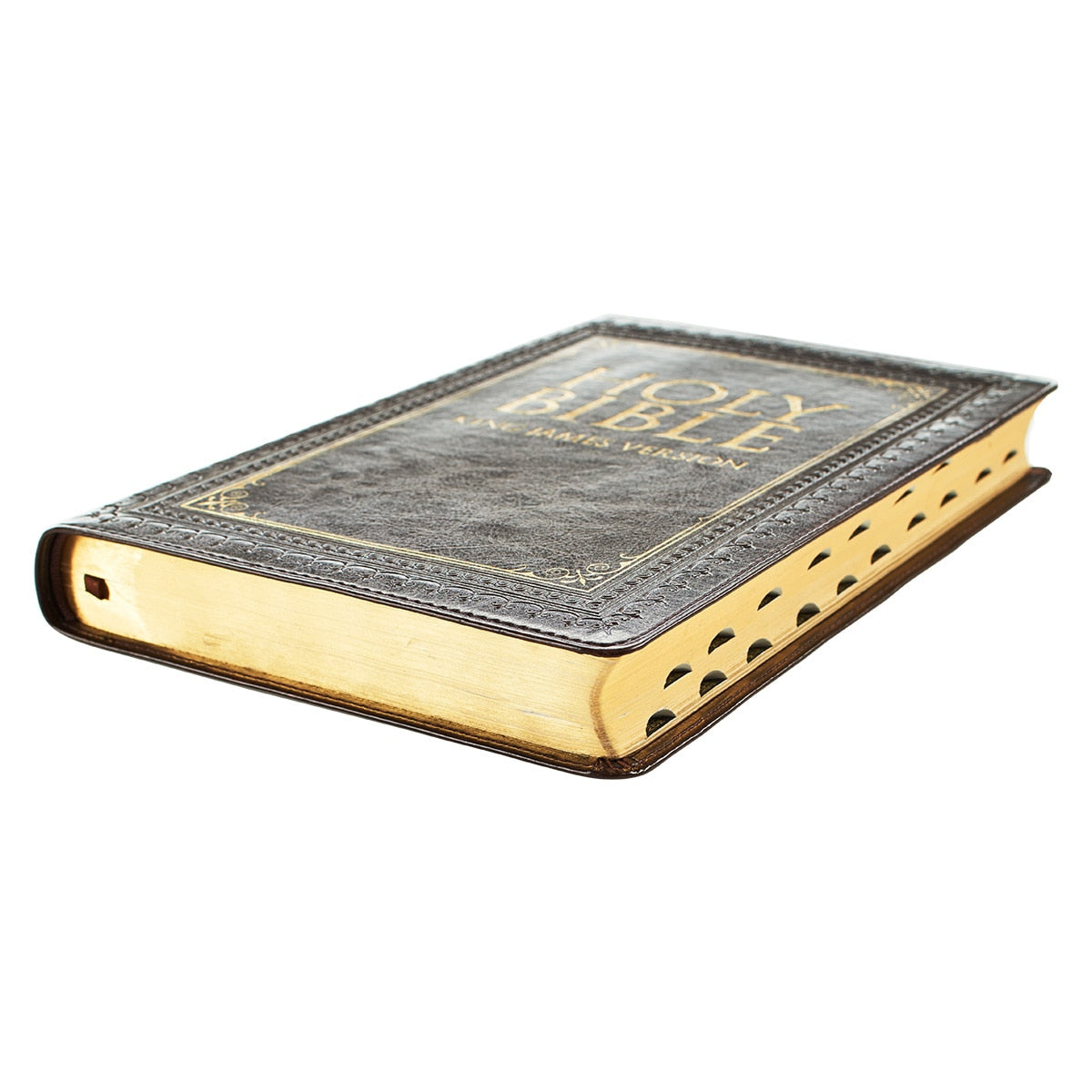 Dark Brown Faux Leather Large Print Thinline King James Version Bible with Thumb Index by Christian Art Gifts, product view 6