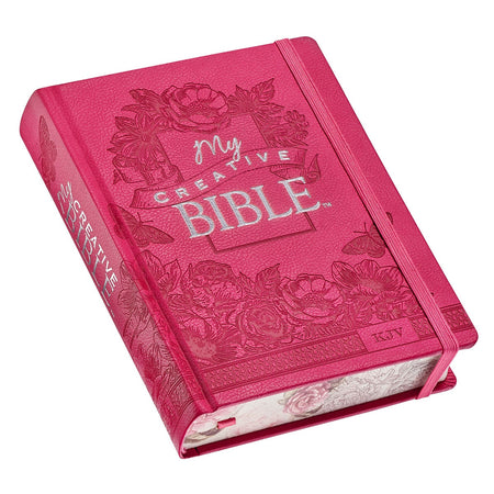 Bright Pink Faux Leather Hardcover KJV My Creative Bible by Christian Art Gifts, product view 4