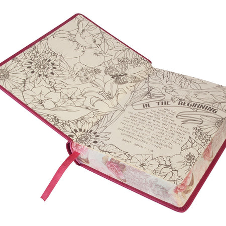 Bright Pink Faux Leather Hardcover KJV My Creative Bible by Christian Art Gifts, product view 5