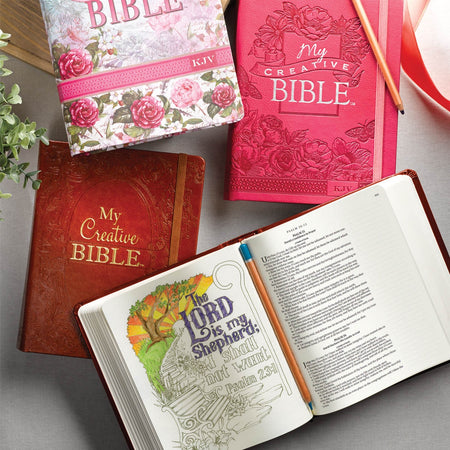 Bright Pink Faux Leather Hardcover KJV My Creative Bible by Christian Art Gifts, product view 6