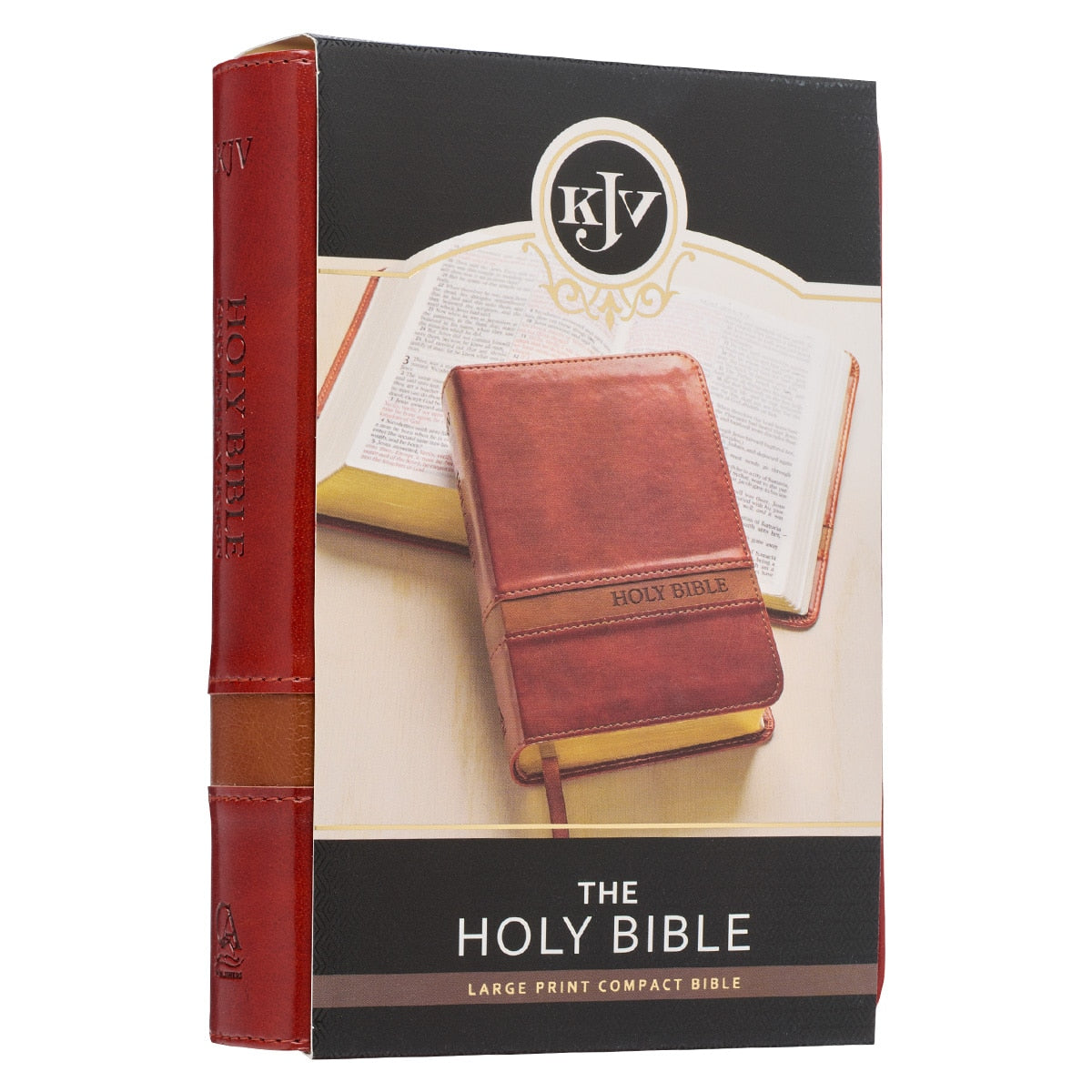 Two-tone Brown Faux Leather Large Print Compact King James Version Bible by Christian Art Gifts, product view 7