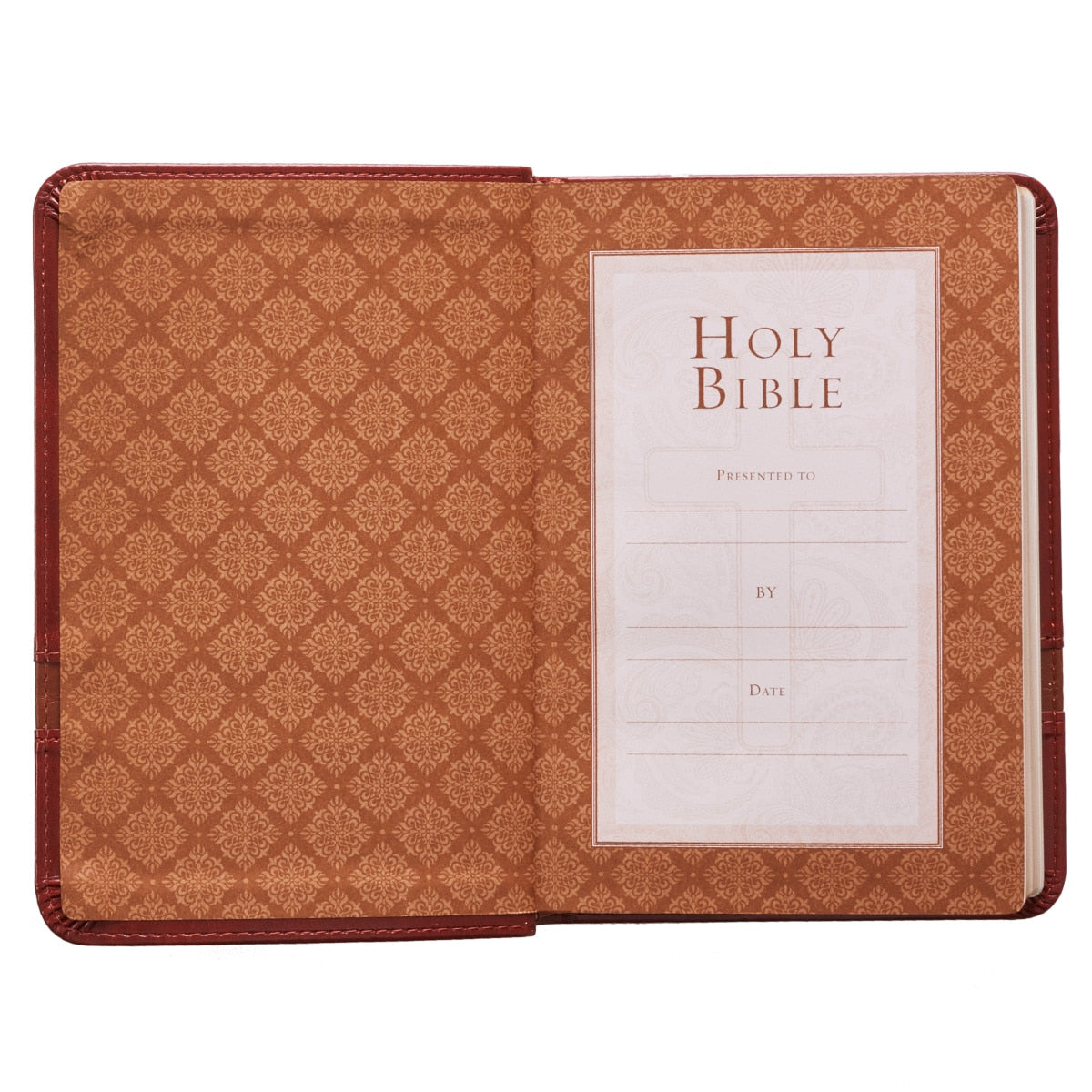 Two-tone Brown Faux Leather Large Print Compact King James Version Bible by Christian Art Gifts, product view 4