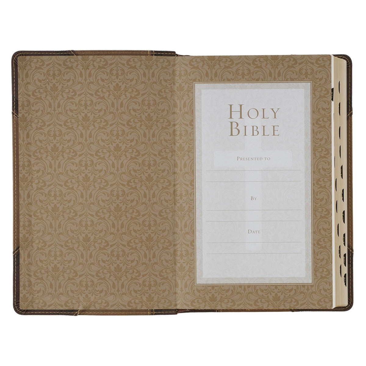 Brown and Tan Faux Leather Standard-size Giant Print King James Version Bible with Thumb Index, product view 4