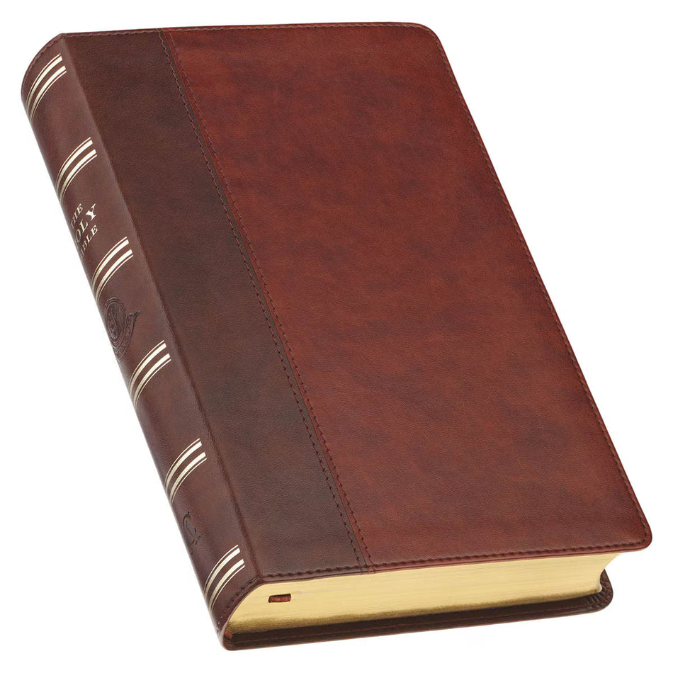 Two-tone Brown Faux Leather Giant Print Standard-size King James Version Bible with Thumb Index