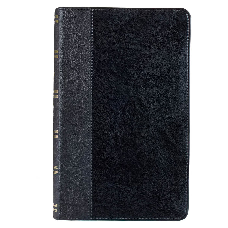 Two-tone Black Faux Leather Giant Print Standard-size King James Version Bible with Thumb Index
