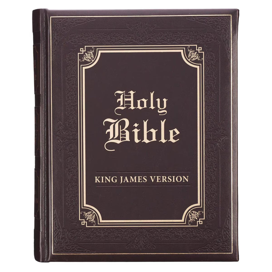 Dark Brown Faux Leather Hardcover King James Version Family Bible