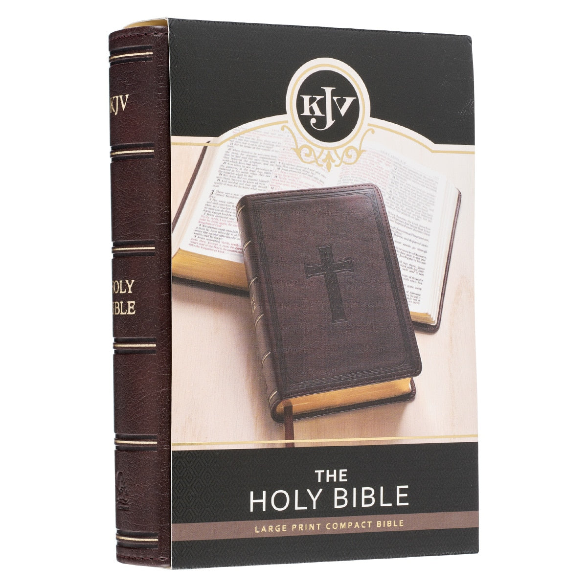 Dark Brown Faux Leather Large Print Compact King James Version Bible by Christian Art Gifts, product view 7