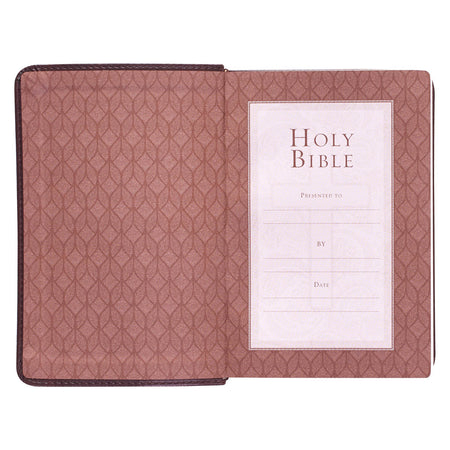 Dark Brown Faux Leather Large Print Compact King James Version Bible by Christian Art Gifts, product view 4
