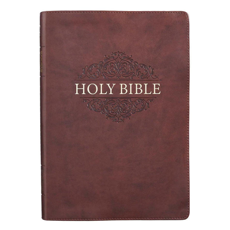 Chestnut Brown Faux Leather Super Giant Print King James Version Bible with Thumb Index