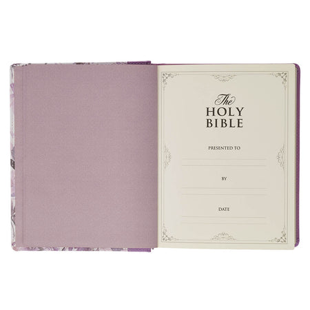 Purple Floral Faux Leather Hardcover Note-taking Bible by Christian Art Gifts, product view 5