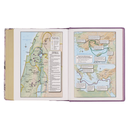 Purple Floral Faux Leather Hardcover Note-taking Bible by Christian Art Gifts, product view 6