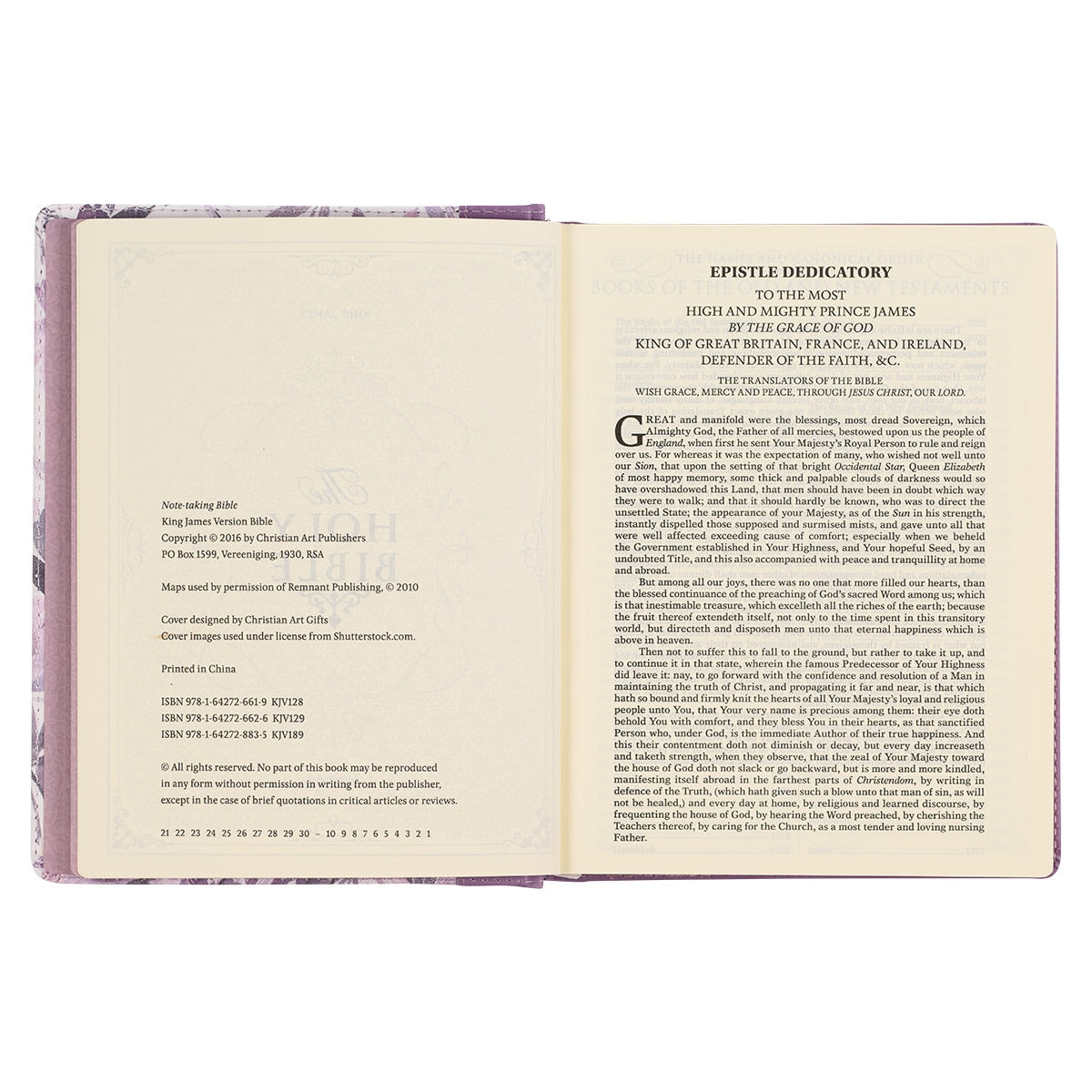 Purple Floral Faux Leather Hardcover Note-taking Bible by Christian Art Gifts, product view 7